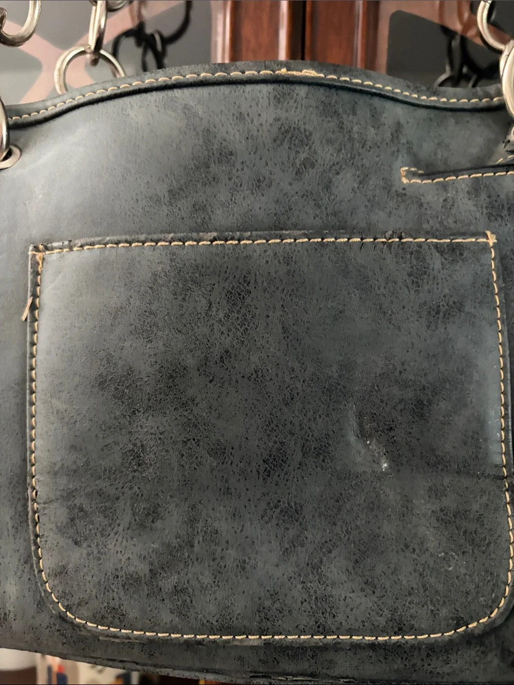 Montana West Black Embroidered Studded Shoulder Bag with Chain Straps - Picture 9 of 10